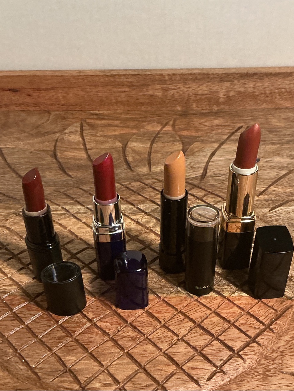 NEW Set of Four Women's Lipsticks in Red, Burgundy, Tan, and Rosewood Shades